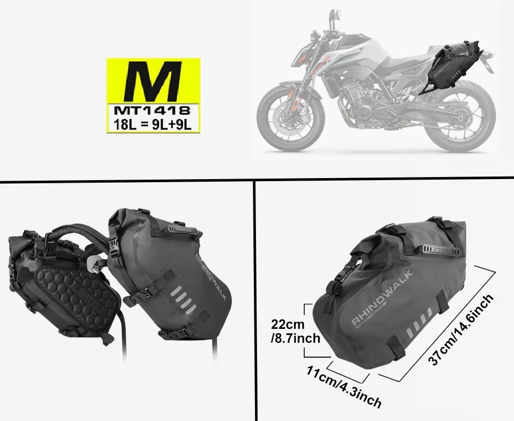 Motorcycle Saddle Bags – 100% Waterproof Panniers 18L / 28L / 48L
