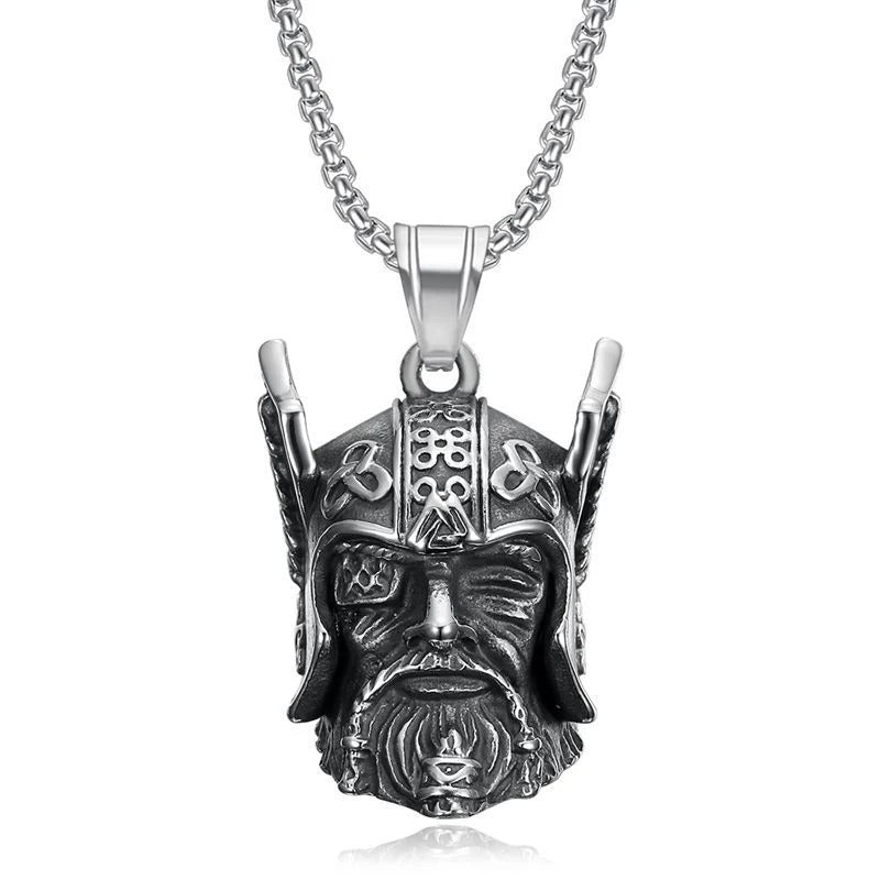 Vintage Viking Warrior Bell Pendant – Motorcycle Guardian Necklace