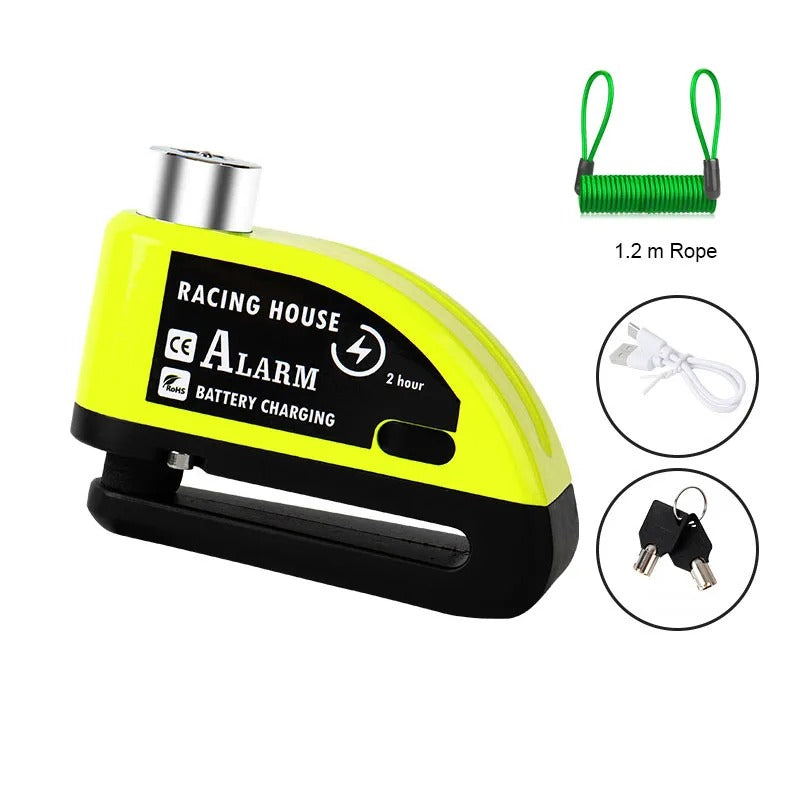 120dB Motorcycle Disc Brake Alarm Lock – Rechargeable & Waterproof