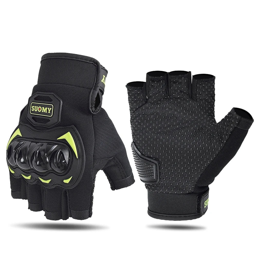 Shockproof Fingerless Motorcycle Gloves – Summer Mesh, Anti-Slip, Breathable