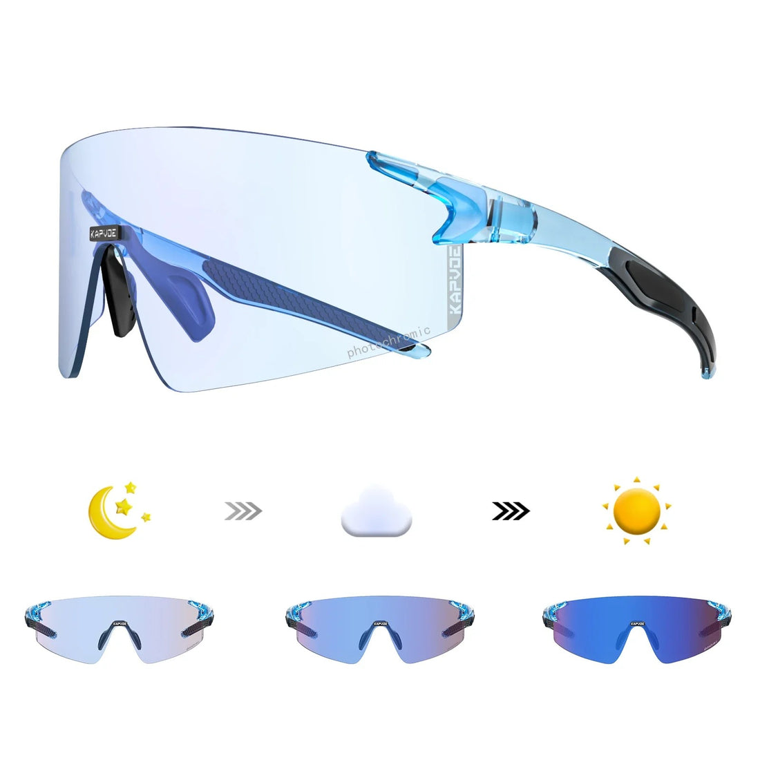 Rimless Photochromic Cycling & Motorcycle Sunglasses – Unisex Outdoor Sports Eyewear