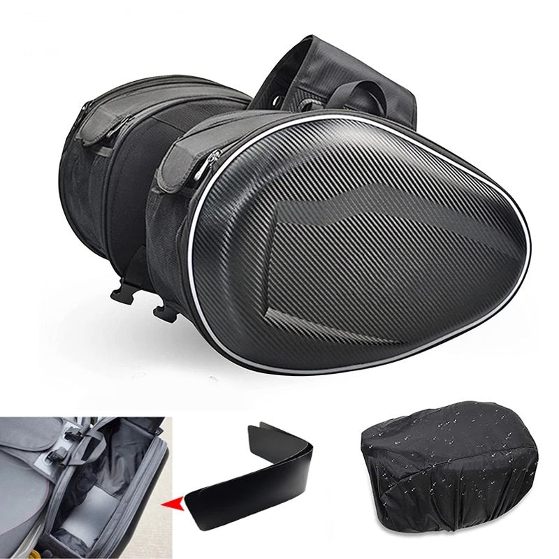 Motorcycle Waterproof Saddlebags – Expandable Side Travel Bags with Rain Cover