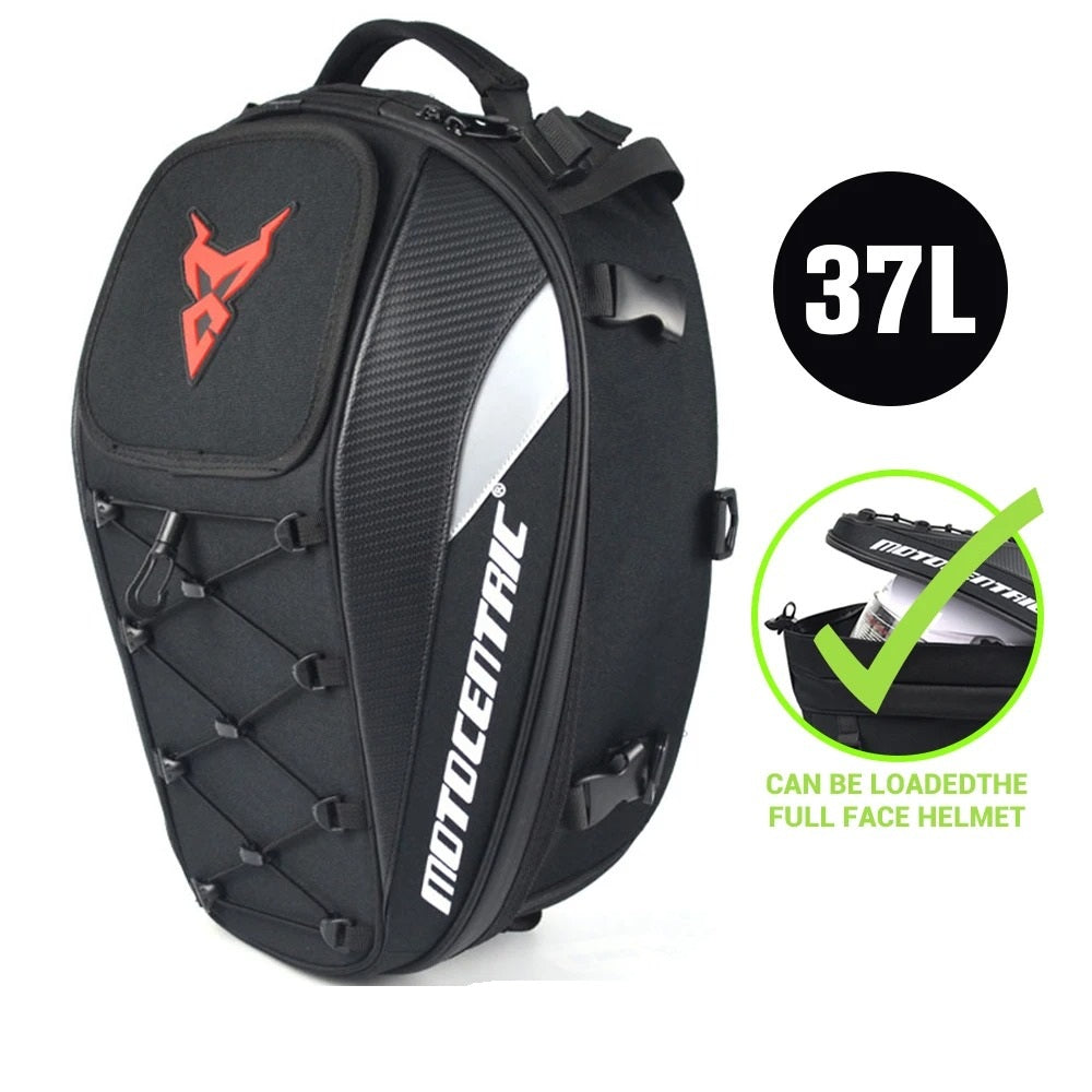 Expandable Motorcycle Tail Bag – Waterproof & Helmet-Compatible