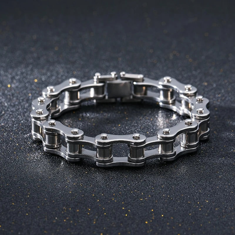 Stainless Steel Biker Chain Bracelet – Punk Motorcycle Style
