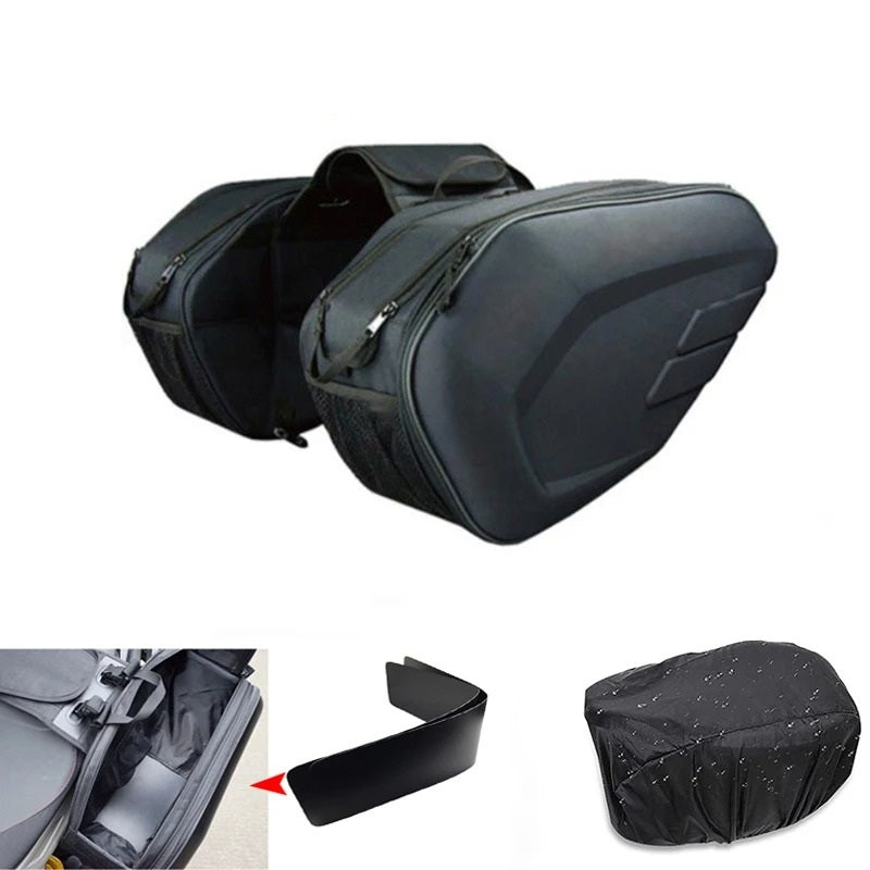 Motorcycle Waterproof Saddlebags – Expandable Side Travel Bags with Rain Cover