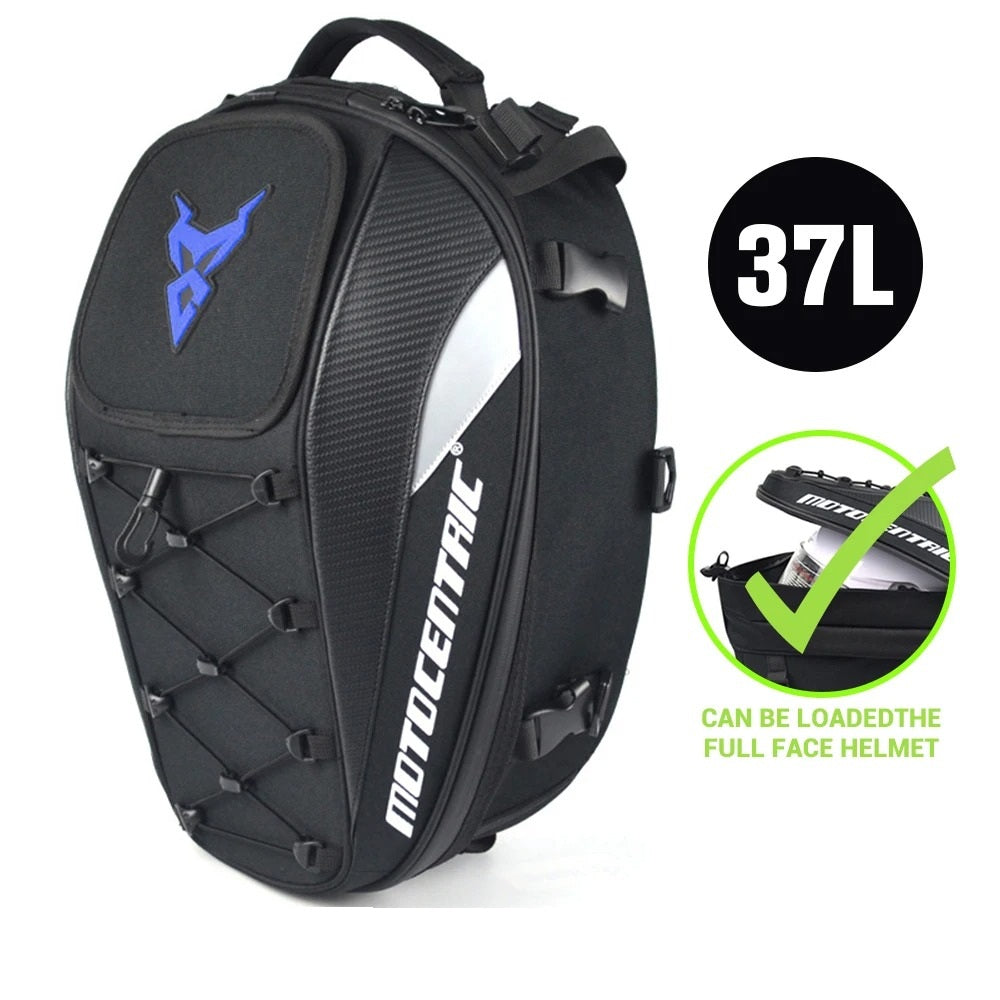 Expandable Motorcycle Tail Bag – Waterproof & Helmet-Compatible